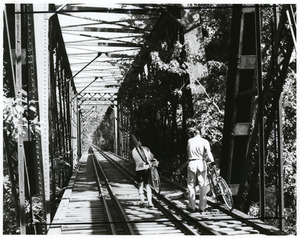 Bicyclists on trestle