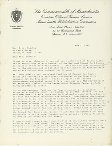 Letter from Elmer C. Bartels to Kitty Dukakis