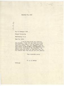 Letter from W. E. B. Du Bois to W. Montague Cobb