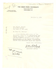 Letter from Educational Research Bulletin to W. E. B. Du Bois
