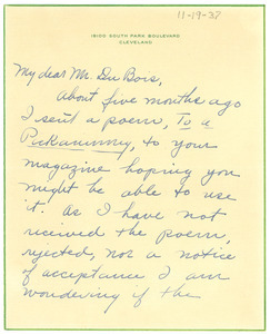 Letter from Edna Harriet Barnett to W. E. B. Du Bois