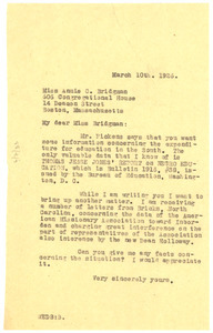 Letter from W. E. B. Du Bois to Annie C. Bridgman