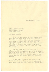 Letter from W. E. B. Du Bois to Therese Schiff