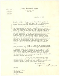 Letter from Edwin Embree to W. E. B. Du Bois