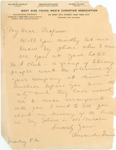 Letter from Alexander Irvine to W. E. B. Du Bois