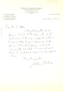 Letter from Allan Chalmers to W. E. B. Du Bois