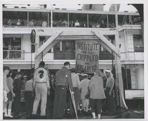 People boarding ship