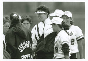 Softball Players and Coach Kathy Mangano