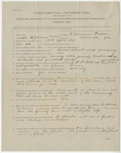 Application for Springfield College for Thomas D. Patton (undated)