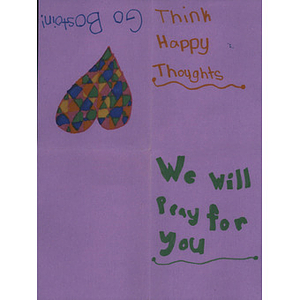 Card to Boston from a student at St. Paul's Catholic School (Wierton, West Virginia)