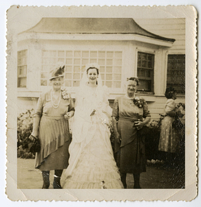 Josephine P. Mello (left) with bride