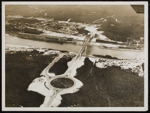 An aerial view of the Sagamore Bridge