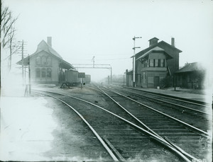 Railroad station platform, Framingham, Mass.