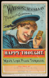 Trade card for Wave Line Plug Tobacco, The Wilson & McCallay Tobacco Company, Middletown, Ohio, undated