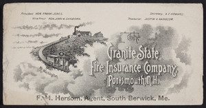 Trade card The Granite State Fire Insurance Company of Portsmouth, N.H., Portsmouth, New Hampshire, undated