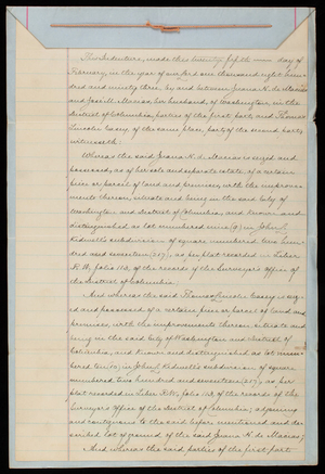 Agreement Juana H. de Macias and Thomas Lincoln Casey, March 1, 1893