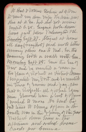 Thomas Lincoln Casey Notebook, May 1891-September 1891, 95, to Bal & Potomac station at 4 pm