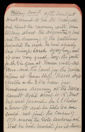 Thomas Lincoln Casey Notebook, October 1890-December 1890, 45, Friday Nov 7 after breakfast