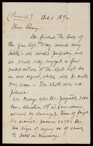 Henry L. Abbot to Thomas Lincoln Casey, December 1, 1892
