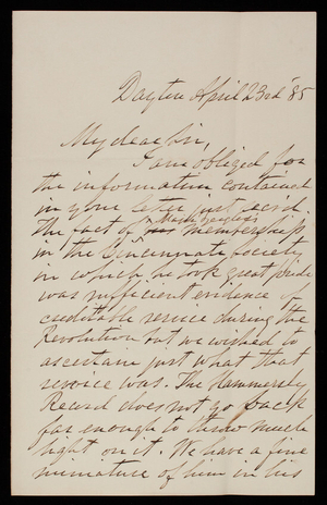 Robert W. Steele to Thomas Lincoln Casey, April 23, 1885