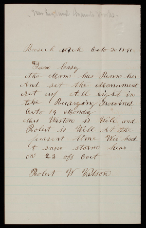 Robert W. Watson to Thomas Lincoln Casey, October 30, 1891
