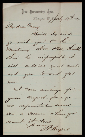 [William] Myers to Thomas Lincoln Casey, July 17, 1872 (2)