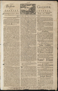 The Boston-Gazette, and Country Journal, 14 October 1765