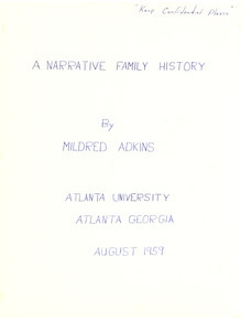 Student family histories: Adkins, Mildred (Price, Lane)
