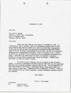 Letter from Mark H. McCormack to John D. Kenner