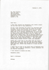 Letter from Mark H. McCormack to Tony Preston