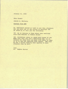 Memorandum from Judith A. Chilcote to Hans Kramer