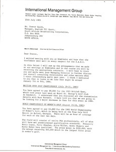 Letter from Mark H. McCormack to Trevor Quirk