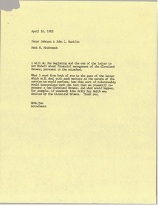 Memorandum from Mark H. McCormack to Peter Johnson