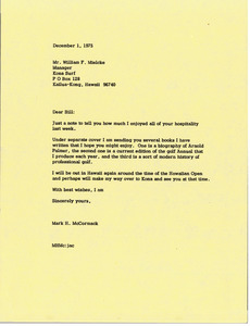 Letter from Mark H. McCormack to William F. Mielcke