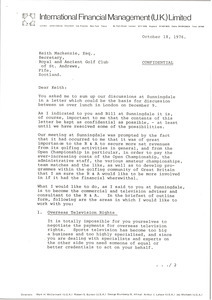 Letter from Mark H. McCormack to Keith Mackenzie