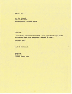 Letter from Mark H. McCormack to Ben Bidwell