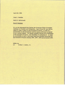 Memorandum from Mark H. McCormack to John L. Macklin