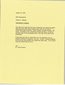 Memorandum from Judy A. Chilcote to Ellie Pantazoglou