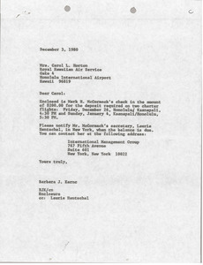 Letter from Barbara J. Kernc to Carol L. Horton