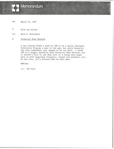 Memorandum from Mark H. McCormack to Erik van Dillen