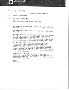 Memorandum from H. Kent Stanner to Mark H. McCormack