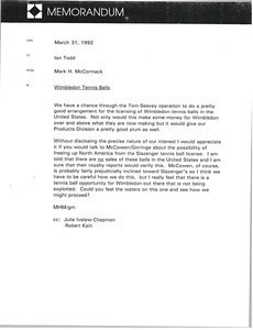 Memorandum from Mark H. McCormack to Ian Todd