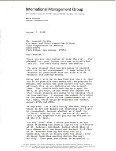 Letter from Mark H. McCormack to Masaaki Morita