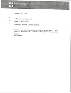 Memorandum from Mark H. McCormack to Arthur J. Lafave