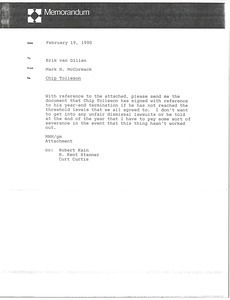 Memorandum from Mark H. McCormack to Erik van Dillen