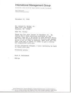 Letter from Mark H. McCormack to Donald D. Kirby