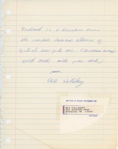 Letter from Deb Pillsbury to Judi Chamberlin