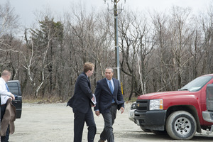 Gov. Deval Patrick arriving for ribbon cutting ceremony, Berkshire Wind Power Project
