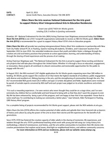 Press Releases: Elders Share the Arts receives National Endowment for the Arts grant to support History Alive! Intergenerational arts-in-education residencies