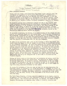 Letter from Rockwell Kent and Albert E. Kahn to Dean Acheson